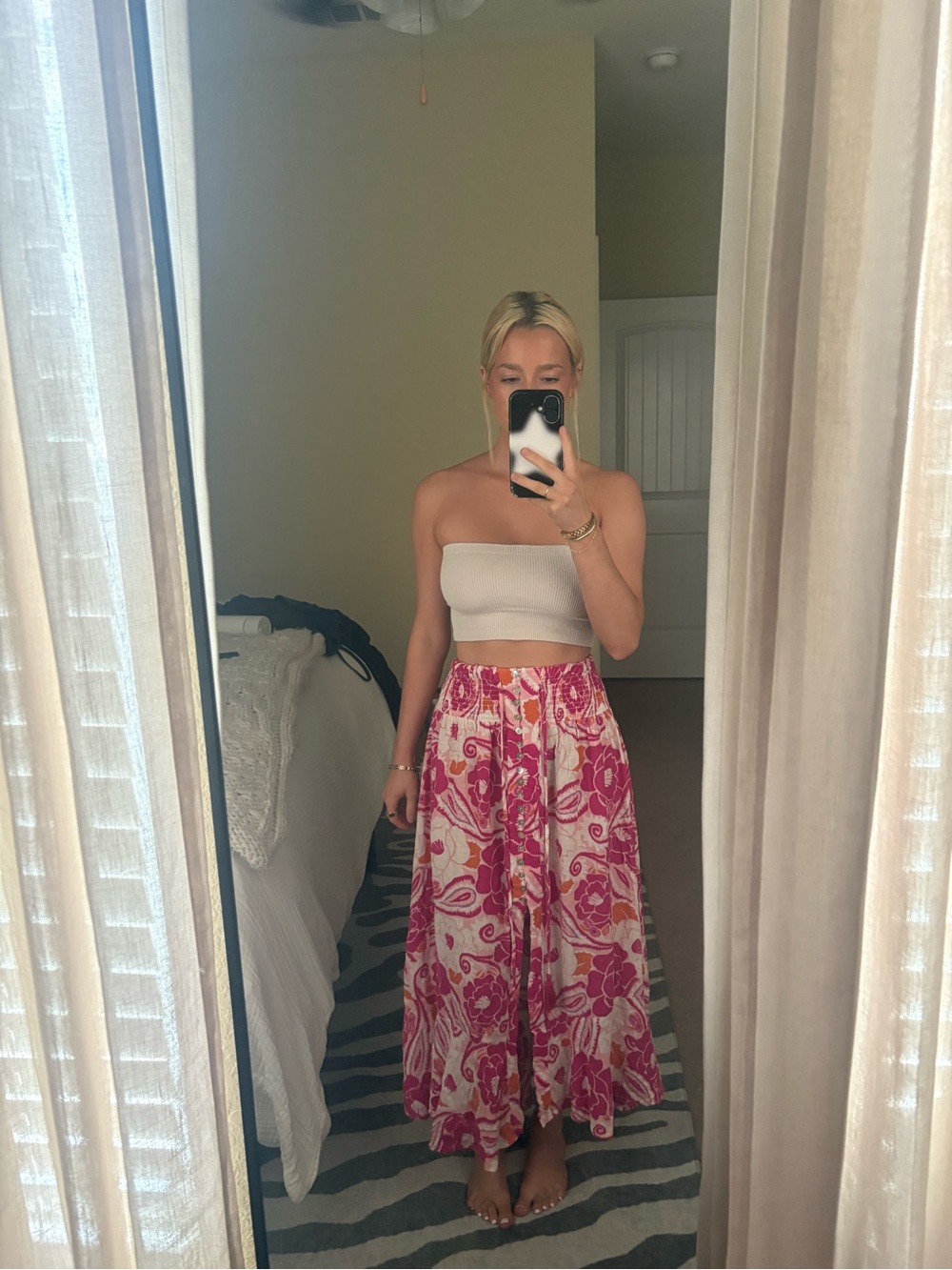 Nicole Miller Pink Floral Maxi Skirt